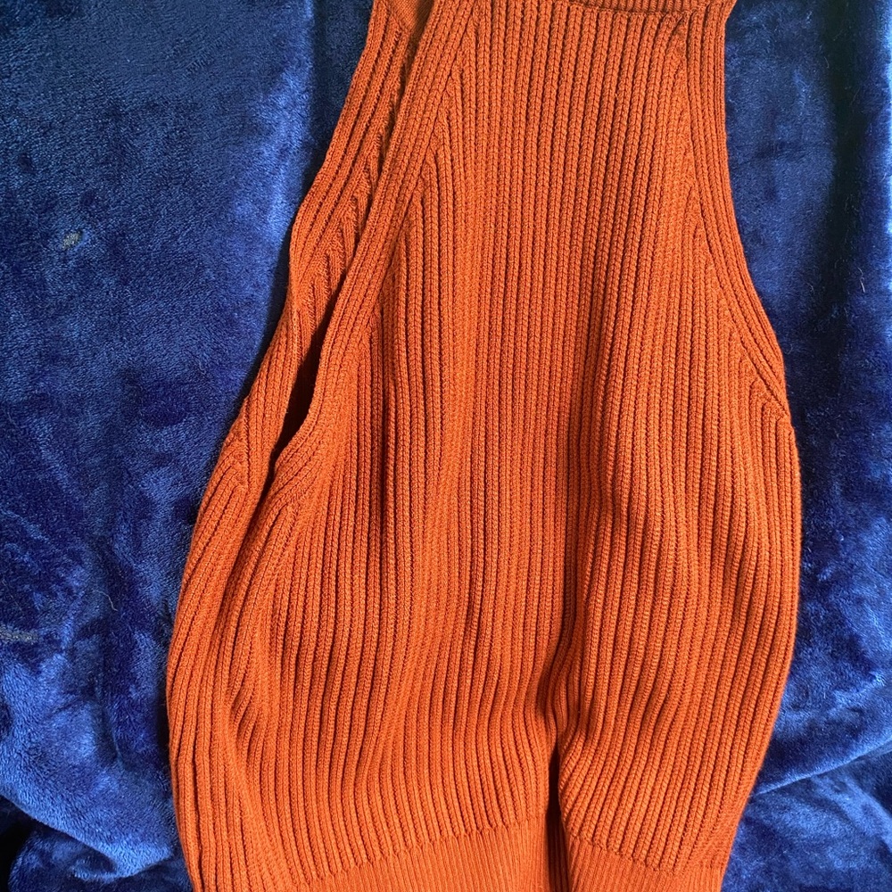 Theory Women's Rust Ribbed Sweater - Picture 3 of 5